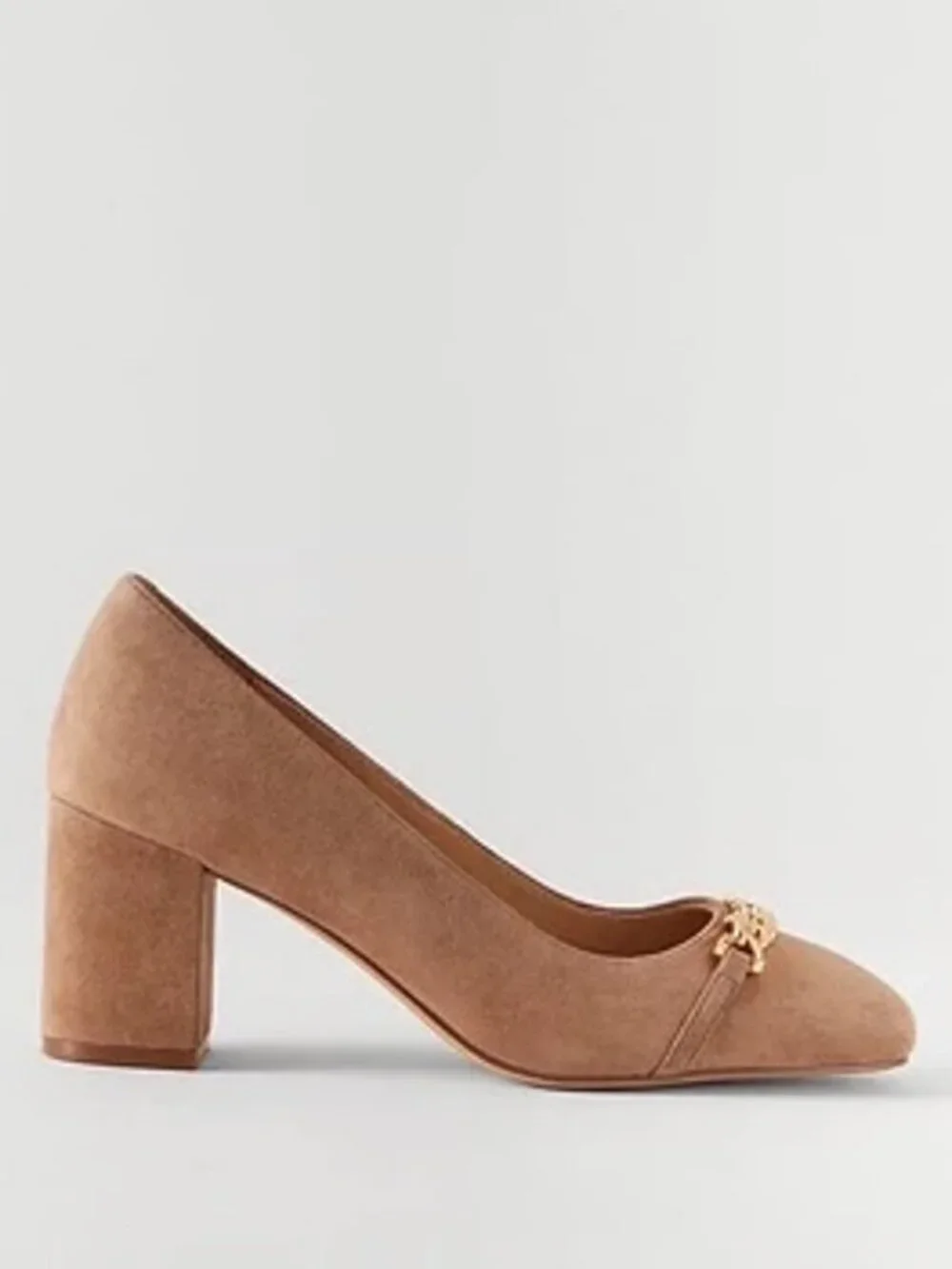 Ann Taylor Chain Suede Block Heel Pumps Womens 7.5